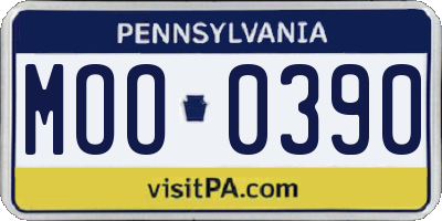 PA license plate MOO0390