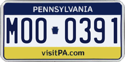 PA license plate MOO0391