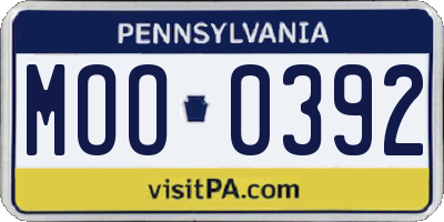 PA license plate MOO0392