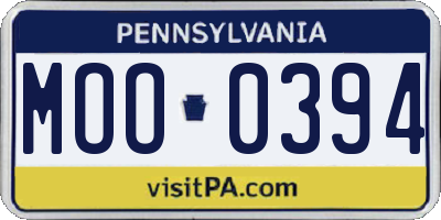 PA license plate MOO0394