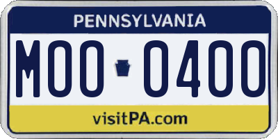 PA license plate MOO0400