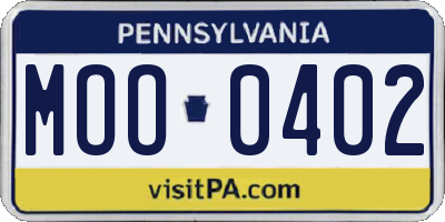 PA license plate MOO0402