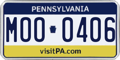 PA license plate MOO0406