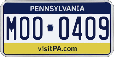 PA license plate MOO0409