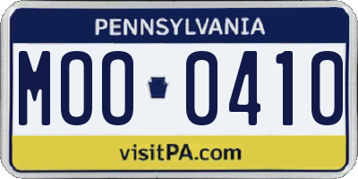 PA license plate MOO0410