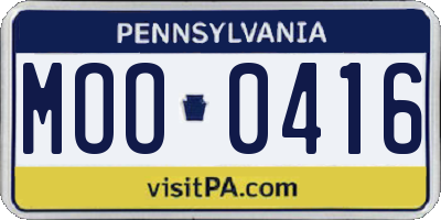 PA license plate MOO0416