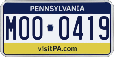 PA license plate MOO0419
