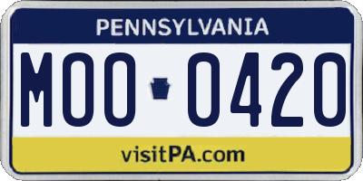 PA license plate MOO0420