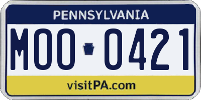 PA license plate MOO0421