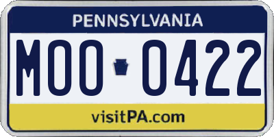 PA license plate MOO0422