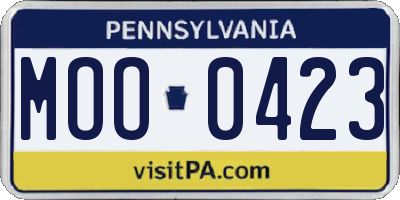 PA license plate MOO0423