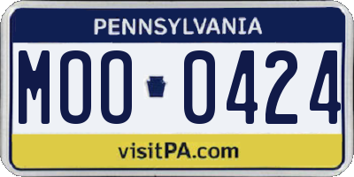 PA license plate MOO0424