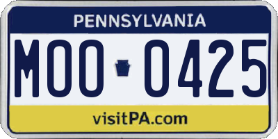 PA license plate MOO0425