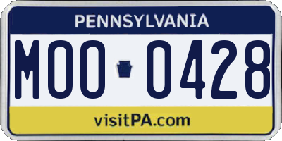 PA license plate MOO0428