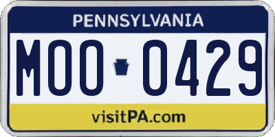 PA license plate MOO0429