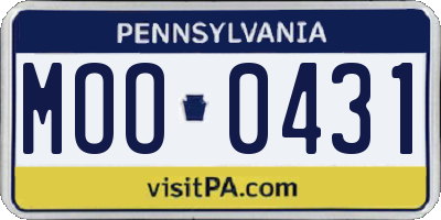 PA license plate MOO0431