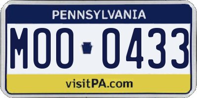 PA license plate MOO0433