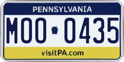 PA license plate MOO0435