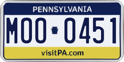 PA license plate MOO0451