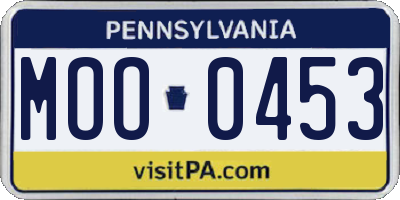 PA license plate MOO0453