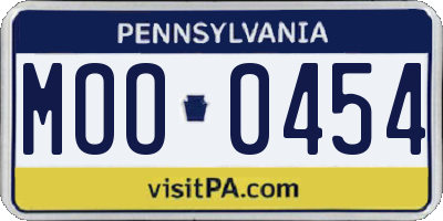 PA license plate MOO0454