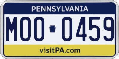 PA license plate MOO0459