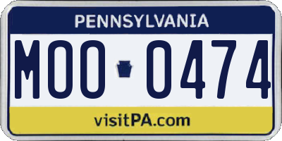 PA license plate MOO0474