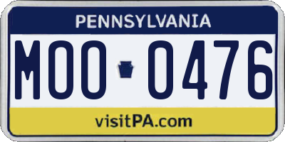 PA license plate MOO0476