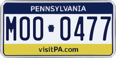 PA license plate MOO0477