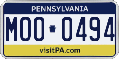 PA license plate MOO0494