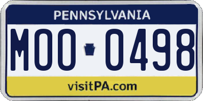 PA license plate MOO0498