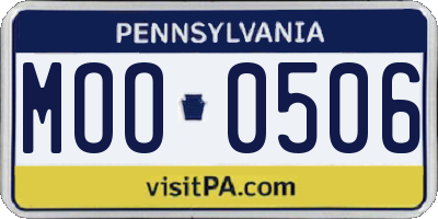 PA license plate MOO0506