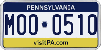 PA license plate MOO0510