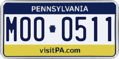 PA license plate MOO0511