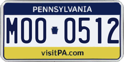 PA license plate MOO0512