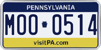 PA license plate MOO0514