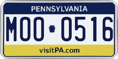 PA license plate MOO0516