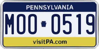 PA license plate MOO0519