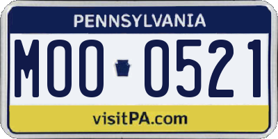 PA license plate MOO0521