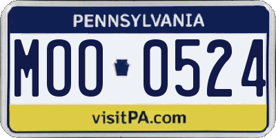 PA license plate MOO0524