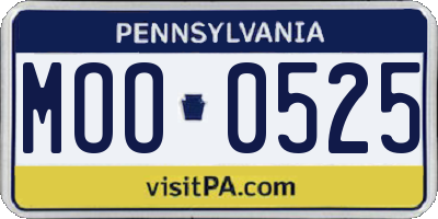 PA license plate MOO0525