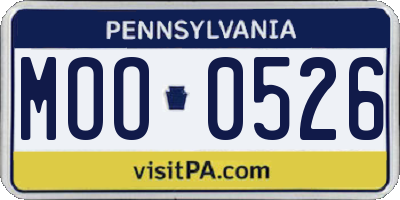 PA license plate MOO0526