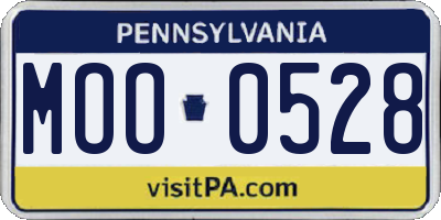 PA license plate MOO0528