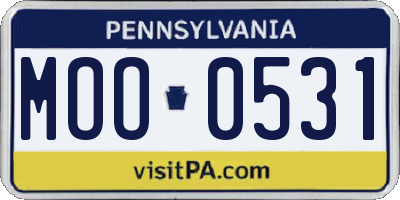 PA license plate MOO0531