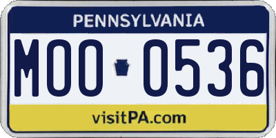 PA license plate MOO0536