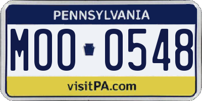 PA license plate MOO0548
