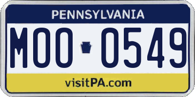 PA license plate MOO0549
