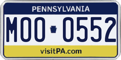 PA license plate MOO0552