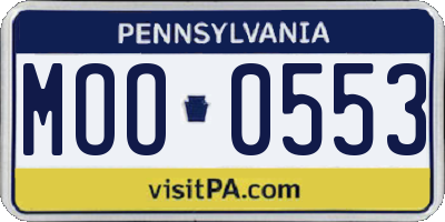 PA license plate MOO0553