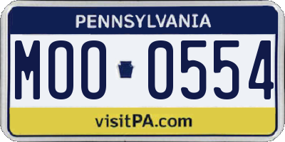 PA license plate MOO0554